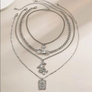 Layered Chinese Dragon Necklace Silver